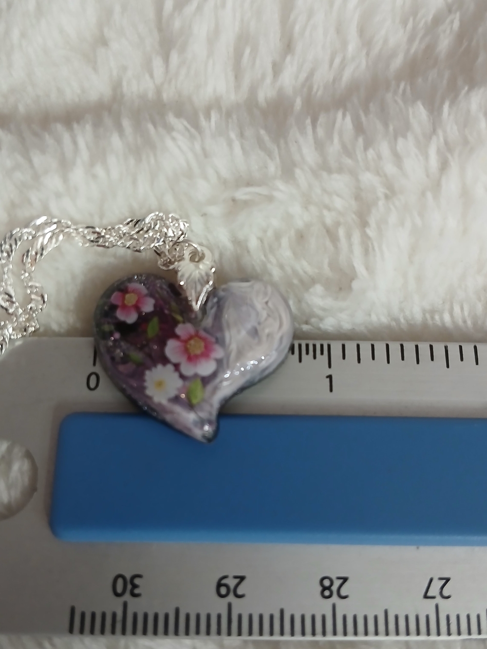 Pink Floral Heart Pendant Necklace - Picture 3 of 6